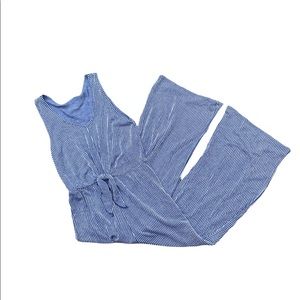 Striped v-neck romper large